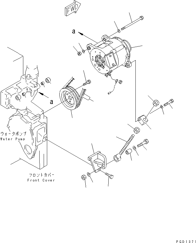 Схема запчастей Komatsu S6D140E-2A-6 - КРЕПЛЕНИЕ ГЕНЕРАТОРА (A) (С НЕ ЗАКАЛЕНН. ШКИВ)(№7-) ДВИГАТЕЛЬ