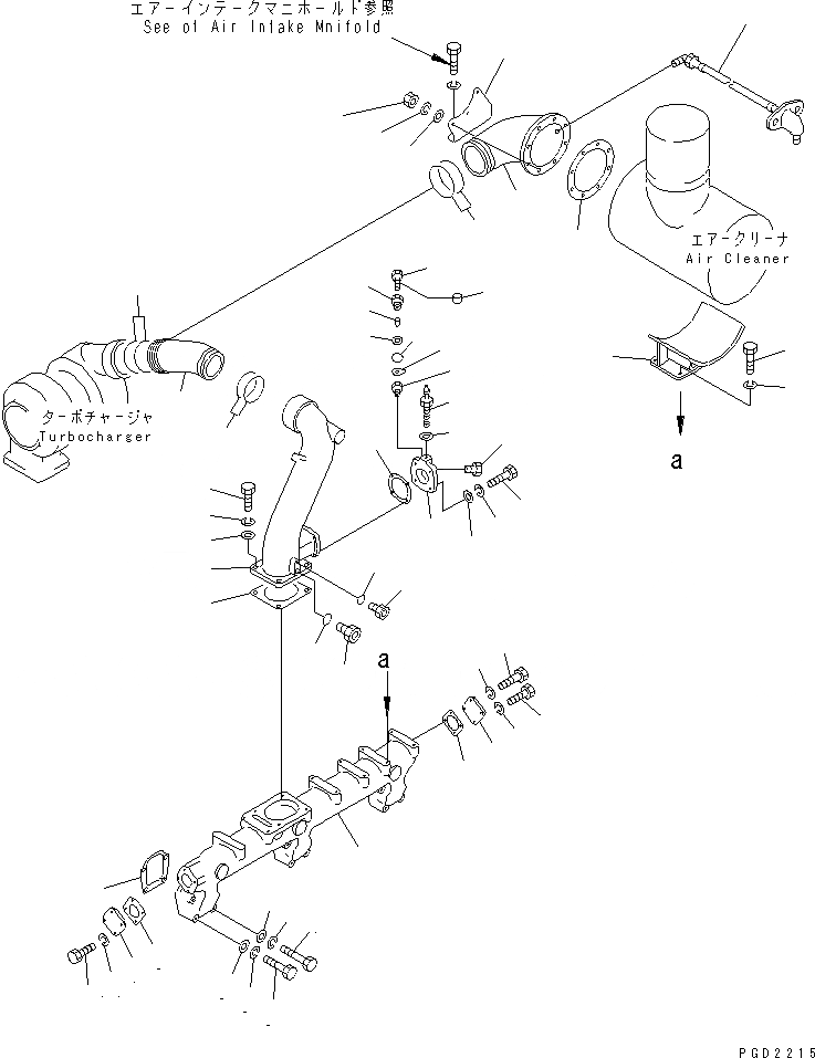 Схема запчастей Komatsu S6D155-4AA - ТРУБОПРОВОД ВПУСКА ВОЗДУХА И СОЕДИН-Е(№887-9) ГОЛОВКА ЦИЛИНДРОВ