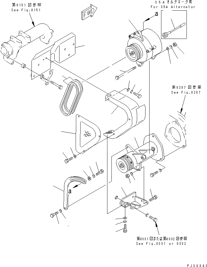 Схема запчастей Komatsu S6D155-4S-DR - ГЕНЕРАТОР И КРЕПЛЕНИЕ (A И A) ЭЛЕКТРИКА