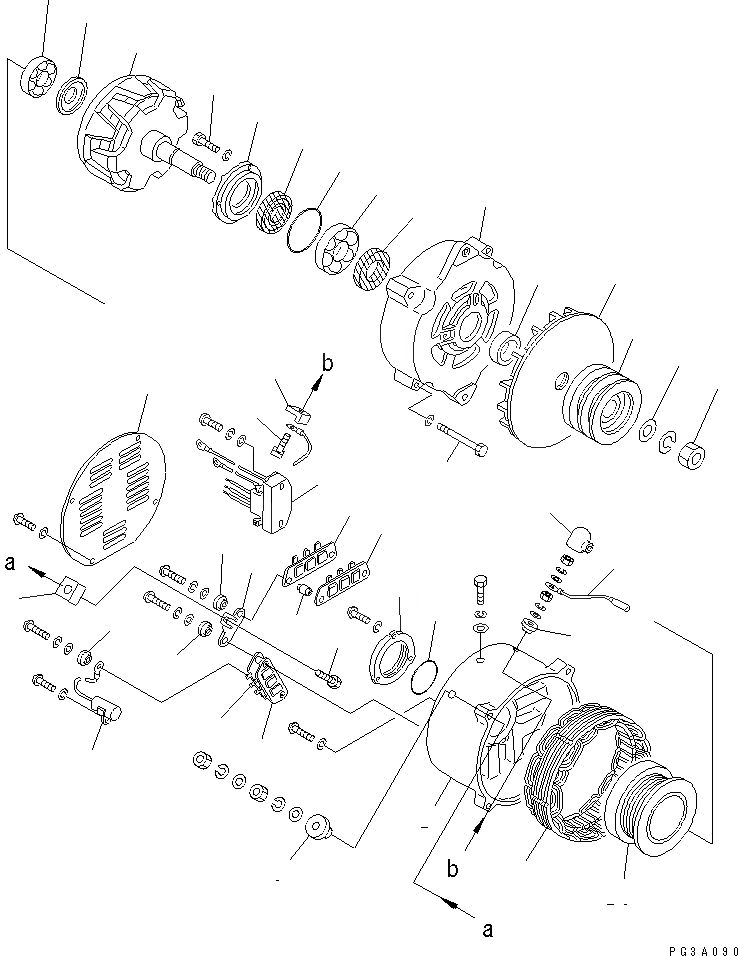 Схема запчастей Komatsu S6D155-4S-DR - ГЕНЕРАТОР (A) ЭЛЕКТРИКА