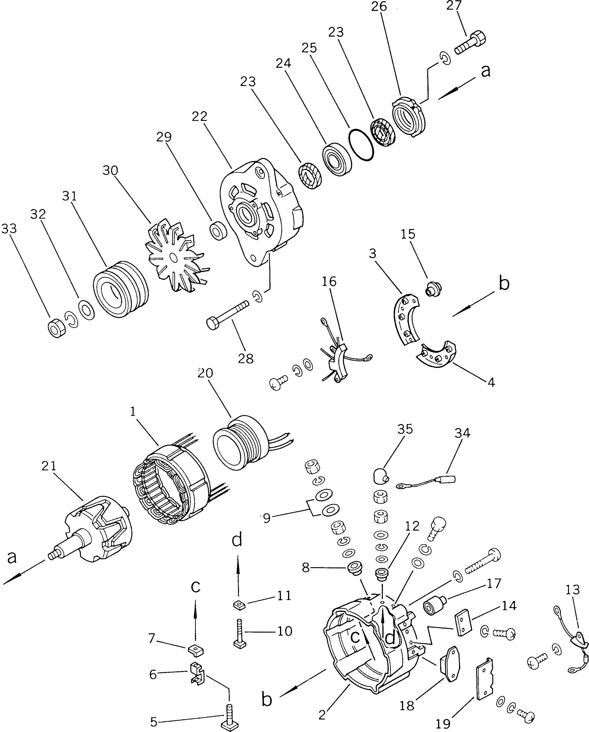 Схема запчастей Komatsu S6D155-4-R - ALTERNOATOR (СТАРТЕР СПЕЦ-Я.)(№77-) ОХЛАЖД-Е И ЭЛЕКТРИКА