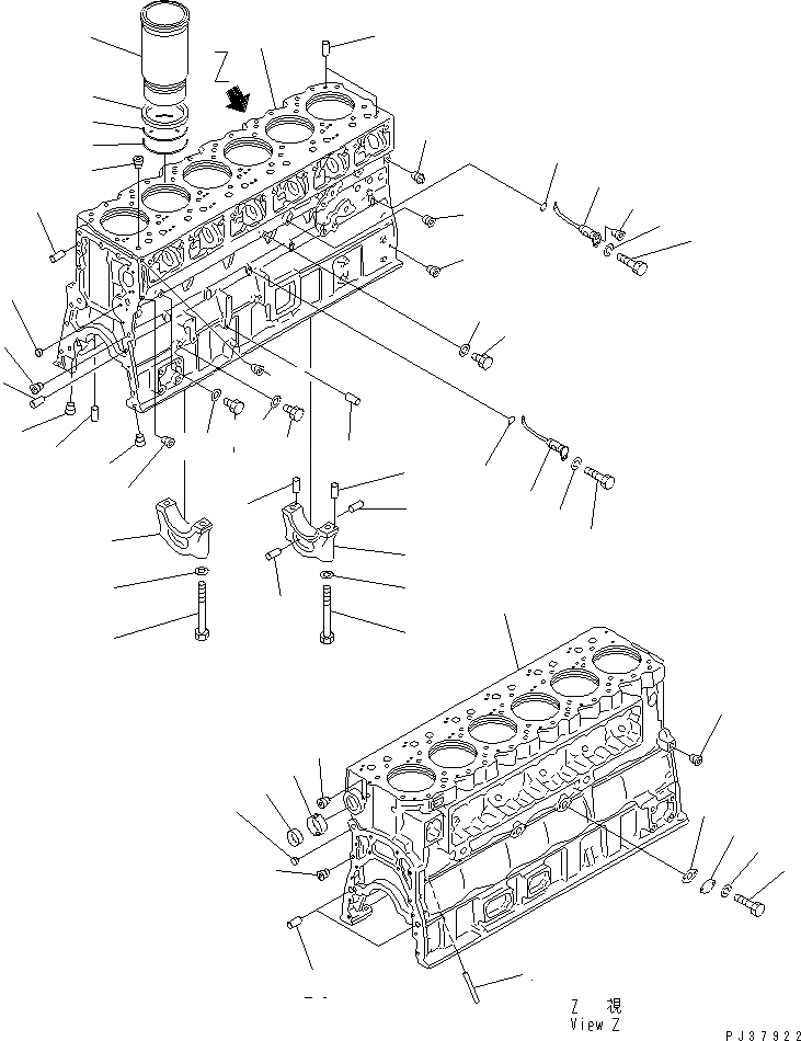 Схема запчастей Komatsu S6D170-1L - БЛОК ЦИЛИНДРОВ ДВИГАТЕЛЬ