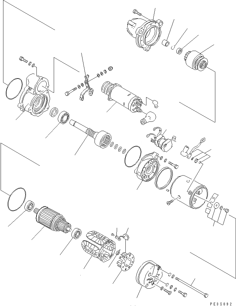 Схема запчастей Komatsu S6D170-1L - СТАРТЕР (ВНУТР. ЧАСТИ) (7.KW) ДВИГАТЕЛЬ