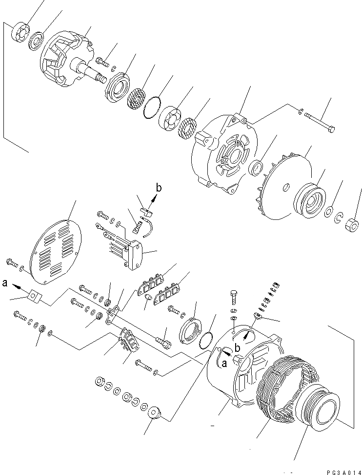 Схема запчастей Komatsu S6D170-1D-R - ГЕНЕРАТОР (A) ЭЛЕКТРИКА