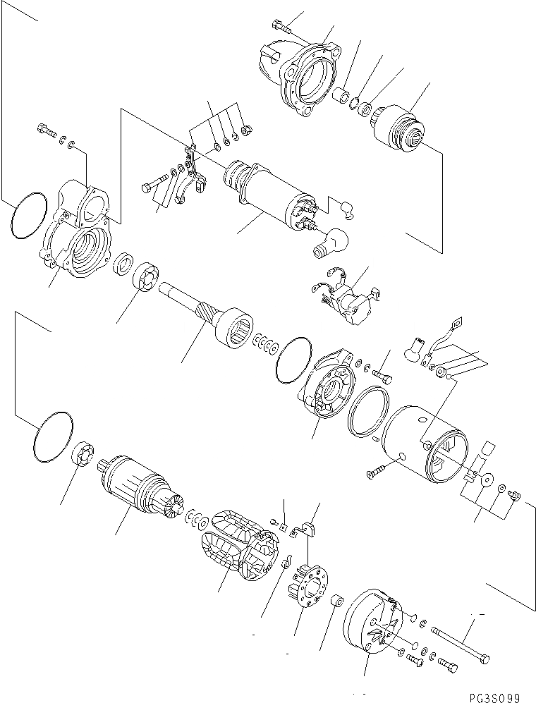 Схема запчастей Komatsu S6D170-1C - SATRTING МОТОР (7.KW) (ПРАВ.)(№-) ОХЛАЖД-Е И ЭЛЕКТРИКА