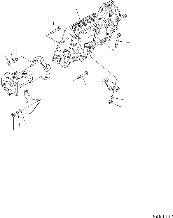 Схема запчастей Komatsu S6D170-1D-B - КРЕПЛЕНИЕ ТОПЛ. НАСОСА (-CЯ)(№7-) ДВИГАТЕЛЬ