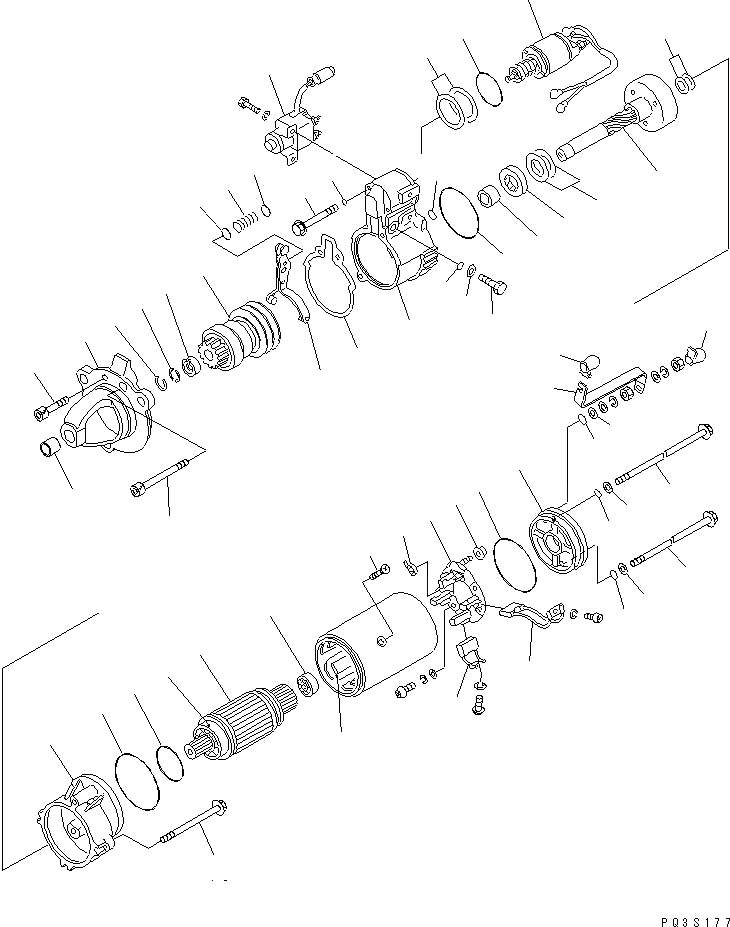 Схема запчастей Komatsu S6D170-1D-B - СТАРТЕР (KW) (-CЯ) (ВНУТР. ЧАСТИ)(№7-) ДВИГАТЕЛЬ