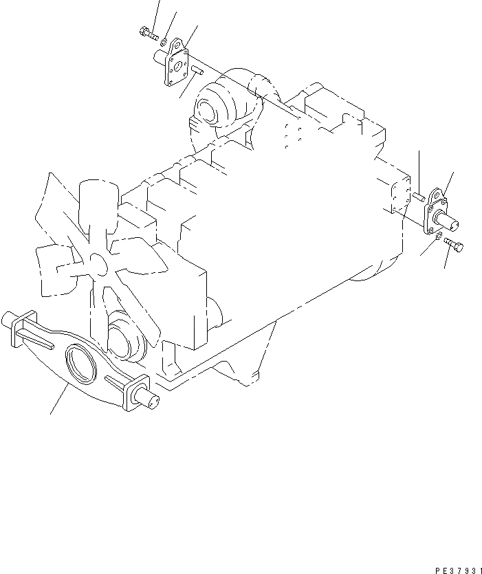 Схема запчастей Komatsu S6D170E-2A-6 - КРЕПЛЕНИЕ ДВИГАТЕЛЯ(№78-) ДВИГАТЕЛЬ