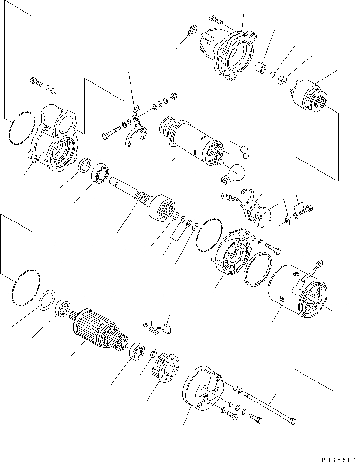 Схема запчастей Komatsu S6D170E-2A-6 - СТАРТЕР (7.KW) (ВНУТР. ЧАСТИ)(№7-) ДВИГАТЕЛЬ