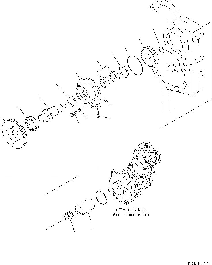 Схема запчастей Komatsu S6D170-1G-A - ПЕРЕДН. МЕХ-М ОТБОРА МОЩНОСТИ(№7-) ДВИГАТЕЛЬ