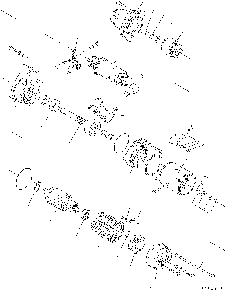 Схема запчастей Komatsu S6D170-1G-C - СТАРТЕР (7.KW) (ВНУТР. ЧАСТИ)(№7-) ДВИГАТЕЛЬ
