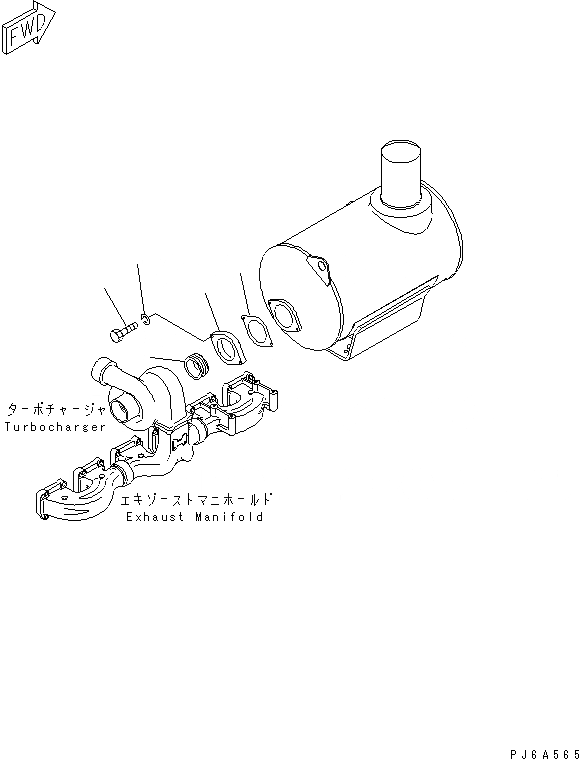 Схема запчастей Komatsu S6D170E-2A - СИСТЕМА ТРУБ ГЛУШИТЕЛЯ(№8-) ДВИГАТЕЛЬ