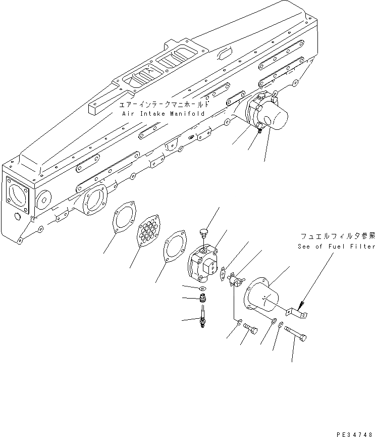 Схема запчастей Komatsu S6D170E-2A-6 - СИСТЕМА ПОДОГРЕВА ВПУСКН. КОЛЛЕКТОРА (/)(№7-) ДВИГАТЕЛЬ