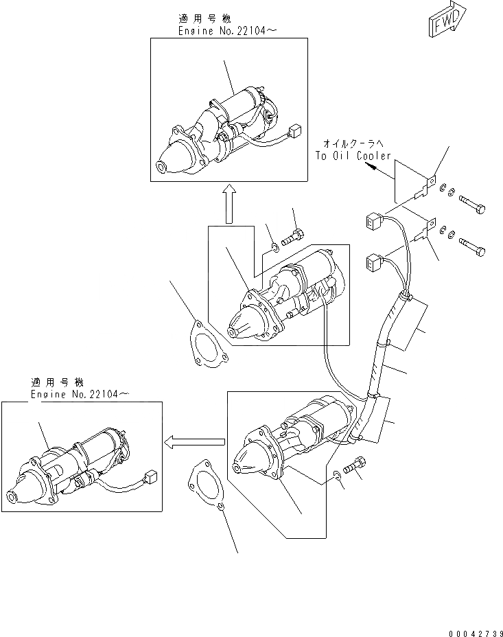 Схема запчастей Komatsu S6D170E-2A-6D - КРЕПЛЕНИЕ СТАРТЕРА (KW)(№7-) ДВИГАТЕЛЬ