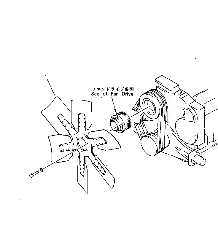 Схема запчастей Komatsu S6D170-1L-6W - ВЕНТИЛЯТОР ОХЛАЖДЕНИЯ (ВЫСОКОСКОРОСТН. ВЕНТИЛЯТОР¤ PUSH ТИП)(№7-) ДВИГАТЕЛЬ