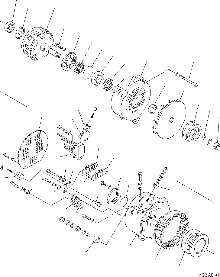 Схема запчастей Komatsu S6D170-1L-6W - ГЕНЕРАТОР (A) (ВНУТР. ЧАСТИ)(№7-7) ДВИГАТЕЛЬ