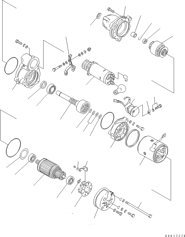 Схема запчастей Komatsu S6D170-1G-6A - СТАРТЕР (7.KW) (ВНУТР. ЧАСТИ)(№-88) ДВИГАТЕЛЬ