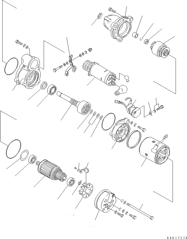 Схема запчастей Komatsu S6D170-1G-6C - СТАРТЕР (7.KW) (ВНУТР. ЧАСТИ)(№-88) ДВИГАТЕЛЬ