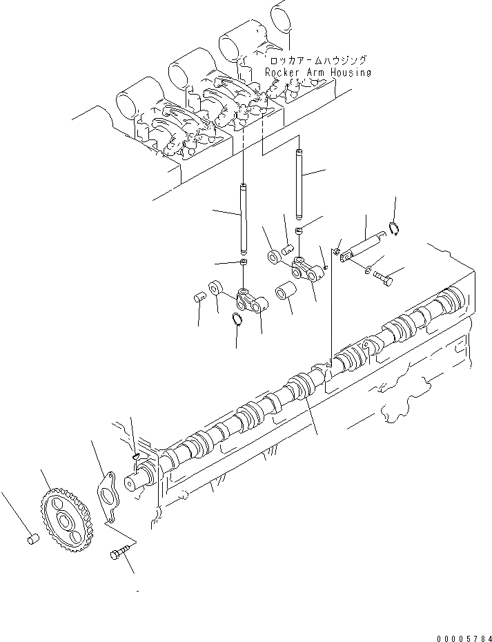 Схема запчастей Komatsu S6D170-1D-6W - РАСПРЕДВАЛ И ТОЛКАТЕЛЬ КЛАПАНА(№98-) ДВИГАТЕЛЬ