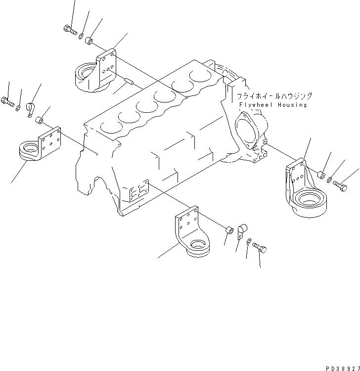 Схема запчастей Komatsu S6D95L-1MM - КРЕПЛЕНИЕ ДВИГАТЕЛЯ ДВИГАТЕЛЬ