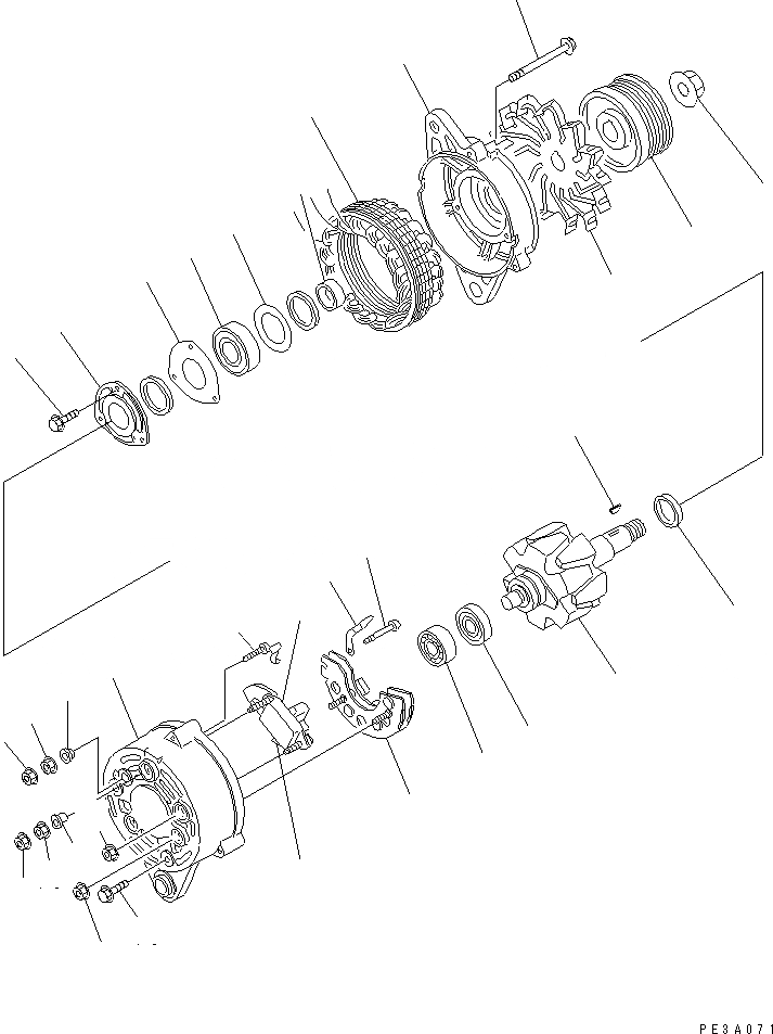 Схема запчастей Komatsu S6D95L-1MM - ГЕНЕРАТОР (A) (ВНУТР. ЧАСТИ) ДВИГАТЕЛЬ