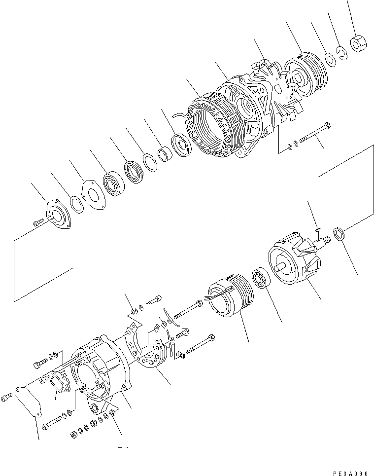 Схема запчастей Komatsu S6D95L-1MM - ГЕНЕРАТОР (A) (ВНУТР. ЧАСТИ) ДВИГАТЕЛЬ