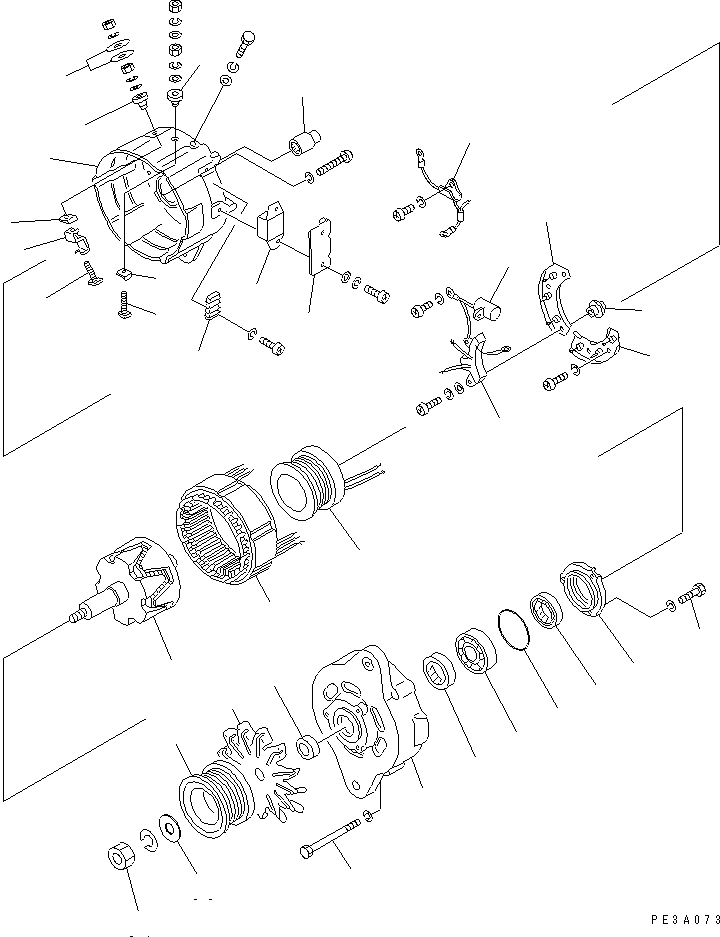 Схема запчастей Komatsu S6D95L-1MM - ГЕНЕРАТОР (A) (ВНУТР. ЧАСТИ) ДВИГАТЕЛЬ