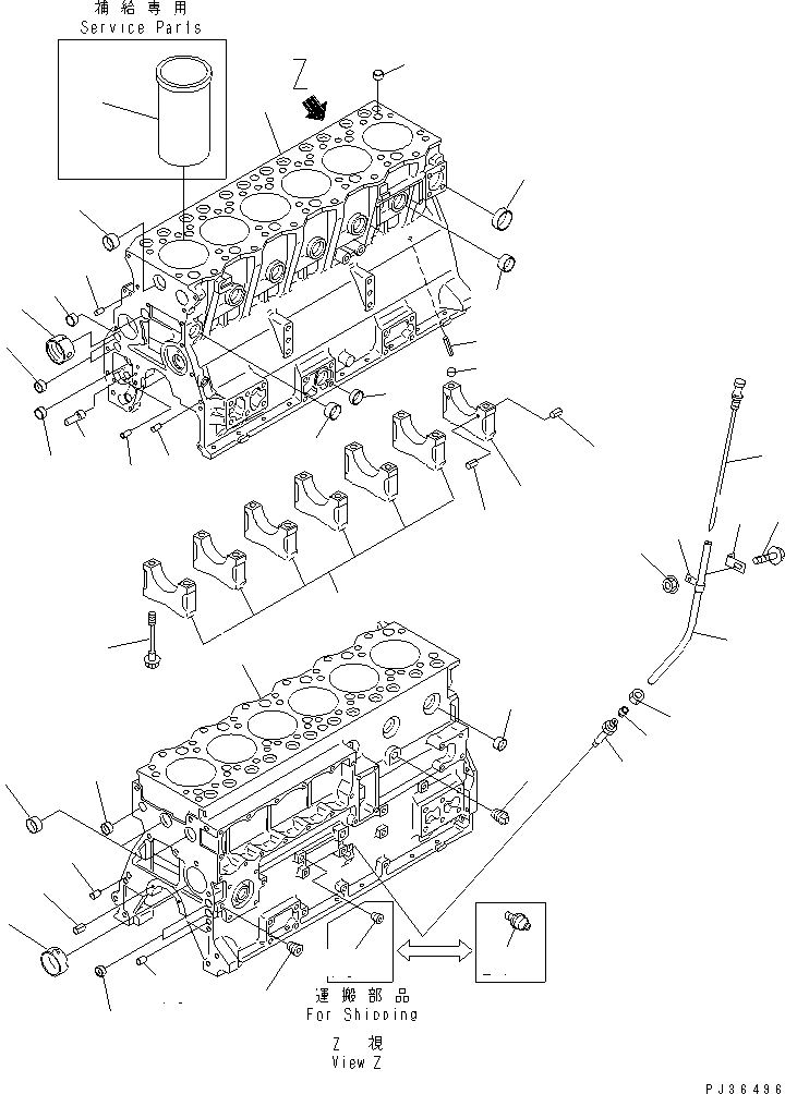Схема запчастей Komatsu S6D95L-1GG - БЛОК ЦИЛИНДРОВ БЛОК ЦИЛИНДРОВ