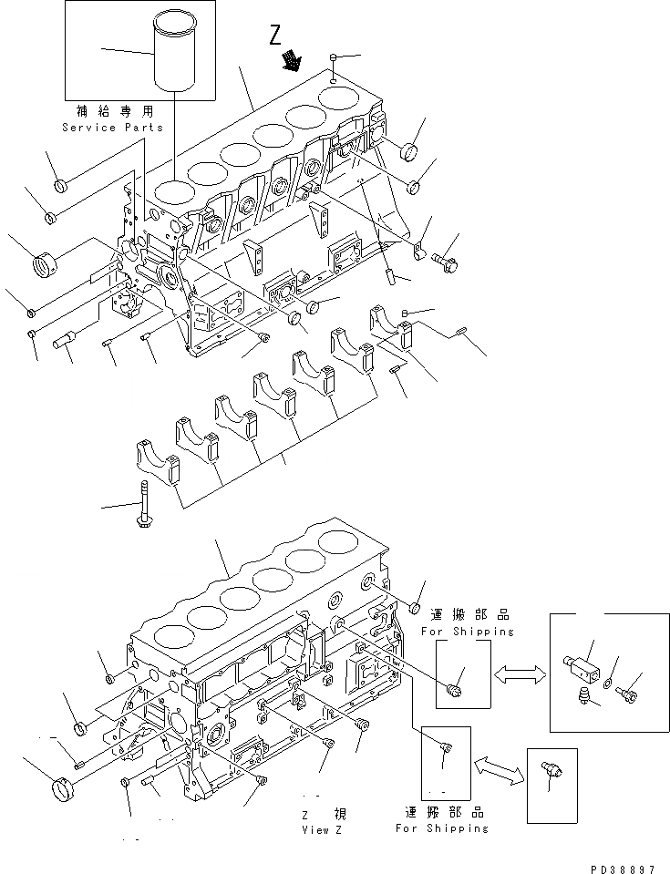 Схема запчастей Komatsu S6D95L-1NN-18 - БЛОК ЦИЛИНДРОВ ДВИГАТЕЛЬ