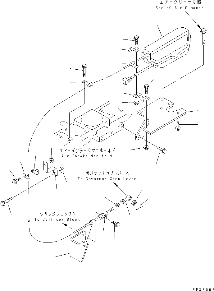Схема запчастей Komatsu S6D95L-1NN-18 - СТОП МОТОР ДВИГАТЕЛЬ