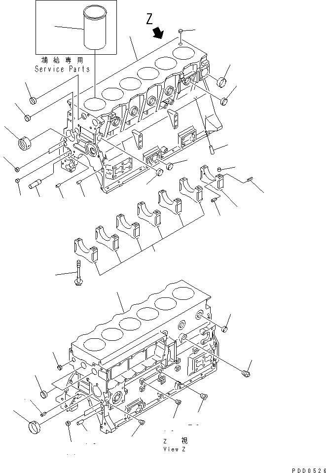 Схема запчастей Komatsu S6D95L-1RR - БЛОК ЦИЛИНДРОВ ДВИГАТЕЛЬ