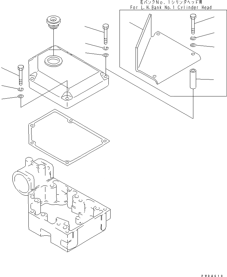 Схема запчастей Komatsu SA12V170-1D-E - КРЫШКА КОРОМЫСЛА КРЕПЛЕНИЕ(№7-7) ДВИГАТЕЛЬ