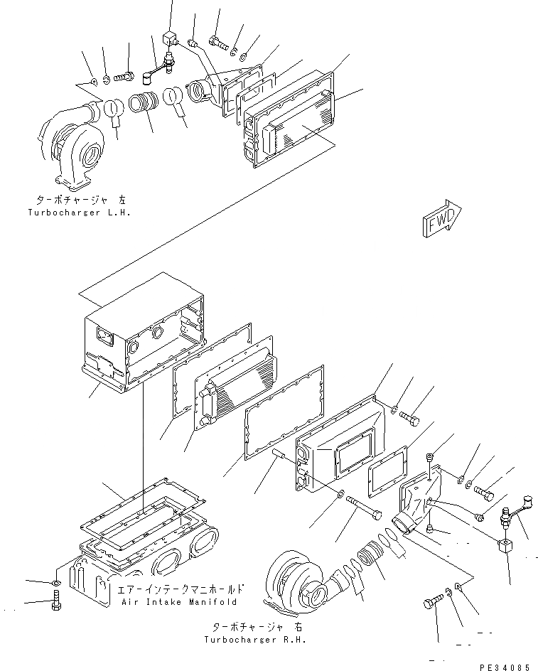 Схема запчастей Komatsu SA12V170-1D-E - ПОСЛЕОХЛАДИТЕЛЬ(№97-9) ДВИГАТЕЛЬ