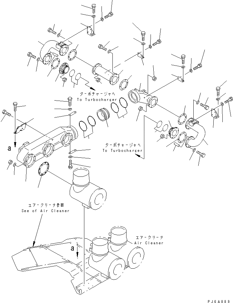 Схема запчастей Komatsu SA12V170-1D-E - ВОЗДУХООЧИСТИТЕЛЬ СОЕДИН-Е(№8-) ДВИГАТЕЛЬ