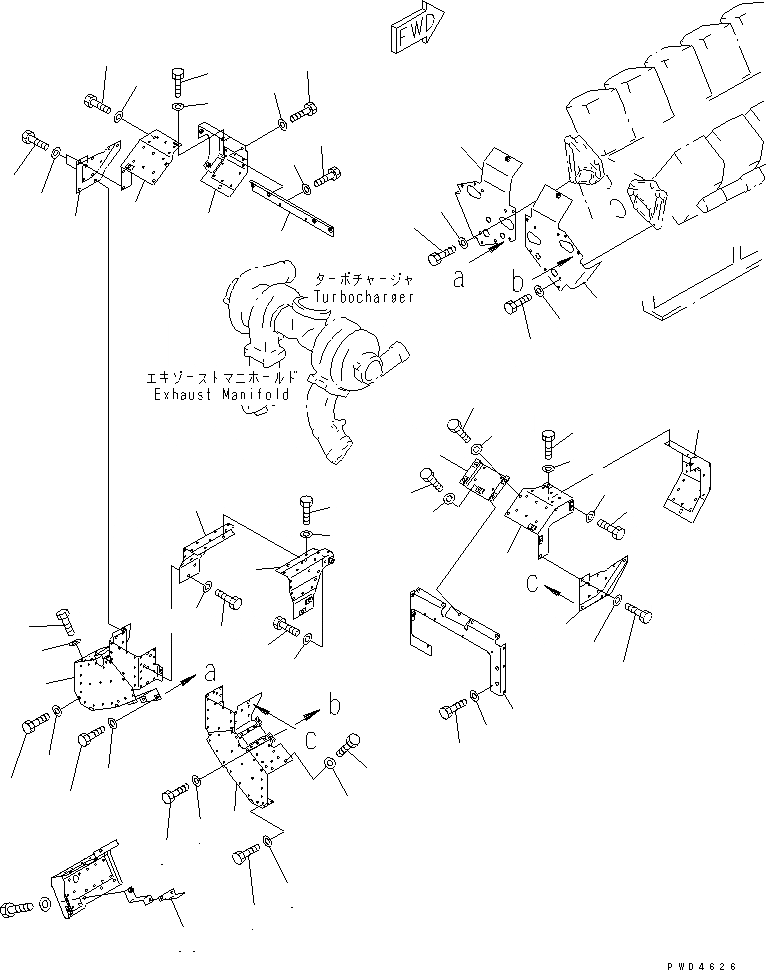 Схема запчастей Komatsu SA12V170-1D-E - ТУРБОНАГНЕТАТЕЛЬ COVER(№7-9) ДВИГАТЕЛЬ