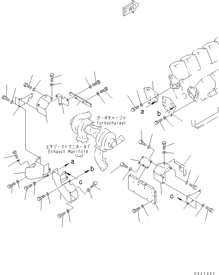 Схема запчастей Komatsu SA12V170-1D-E - ТУРБОНАГНЕТАТЕЛЬ COVER(№-9) ДВИГАТЕЛЬ