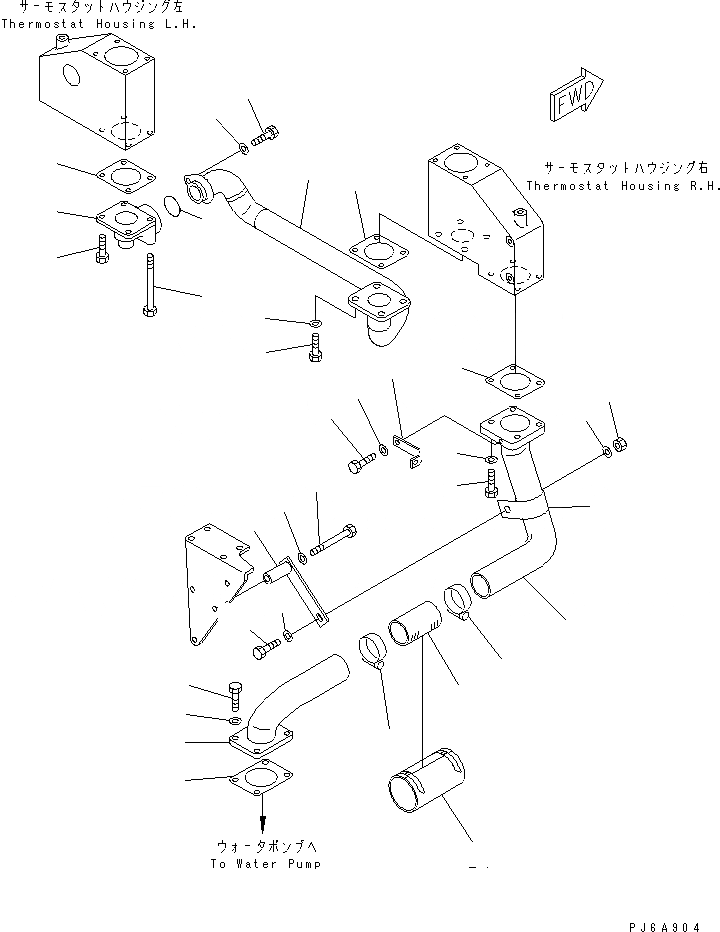Схема запчастей Komatsu SA12V170-1D-E - ТЕРМОСТАТ ВОДН. ГИДРОЛИНИЯ(№9-) ДВИГАТЕЛЬ