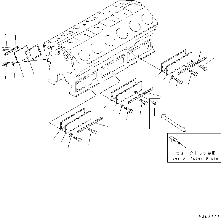 Схема запчастей Komatsu SA12V170-1D-E - БЛОК ЦИЛИНДРОВ КРЫШКА(ВОДН. ФИКСИР.ET)(№7-9) ДВИГАТЕЛЬ