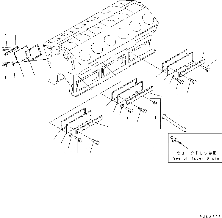 Схема запчастей Komatsu SA12V170-1D-E - БЛОК ЦИЛИНДРОВ КРЫШКА(ВОДН. ФИКСИР.ET)(№9-) ДВИГАТЕЛЬ