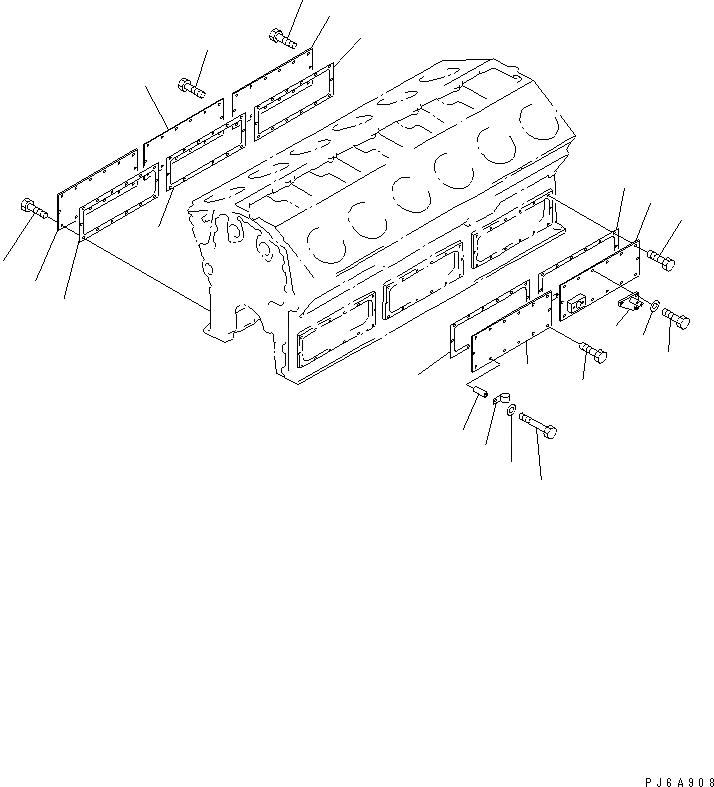 Схема запчастей Komatsu SA12V170-1D-E - БЛОК ЦИЛИНДРОВ КРЫШКА(CRANK КОРПУС)(№9-) ДВИГАТЕЛЬ