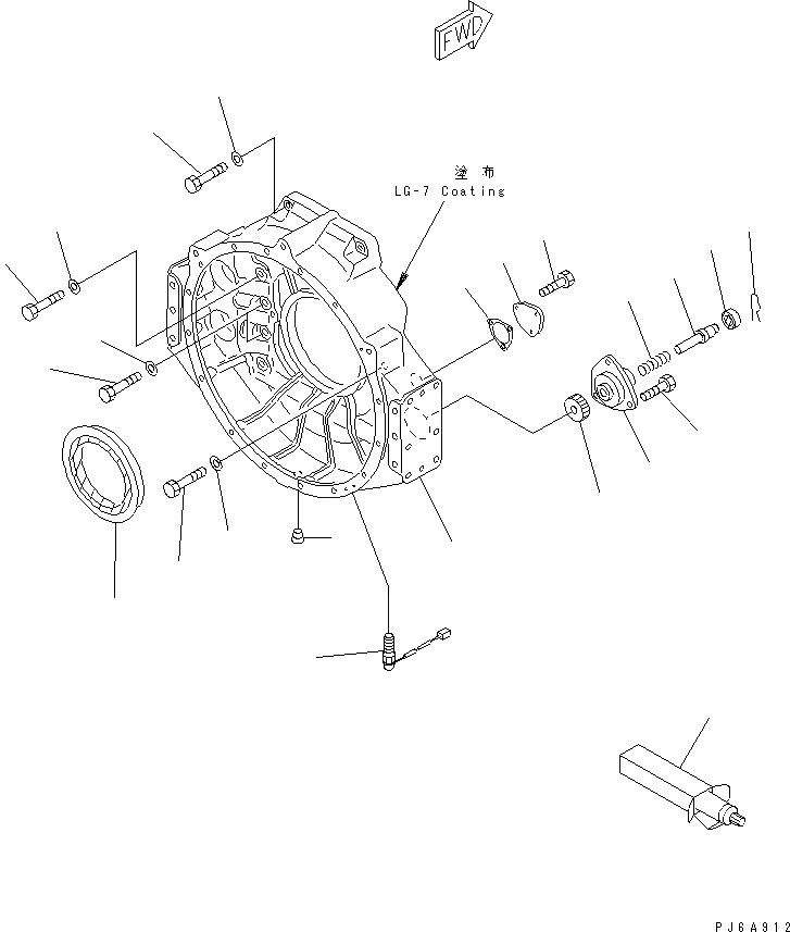 Схема запчастей Komatsu SA12V170-1D-E - КАРТЕР МАХОВИКА(№97-) ДВИГАТЕЛЬ