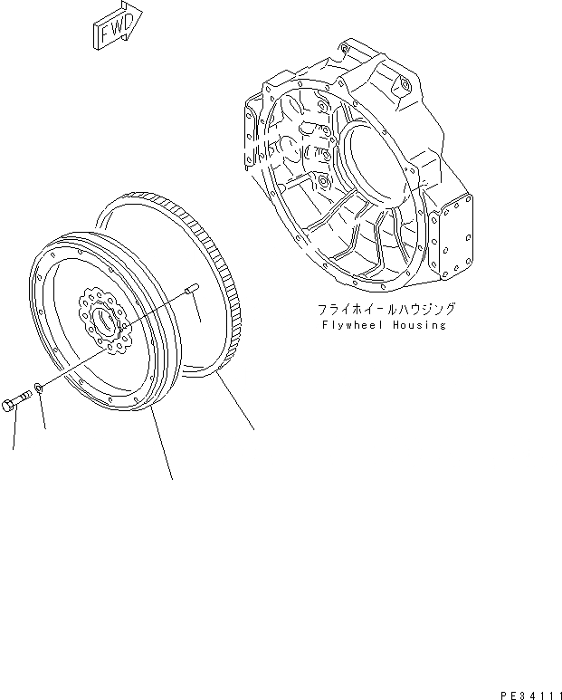 Схема запчастей Komatsu SA12V170-1D-E - МАХОВИК ДВИГАТЕЛЬ