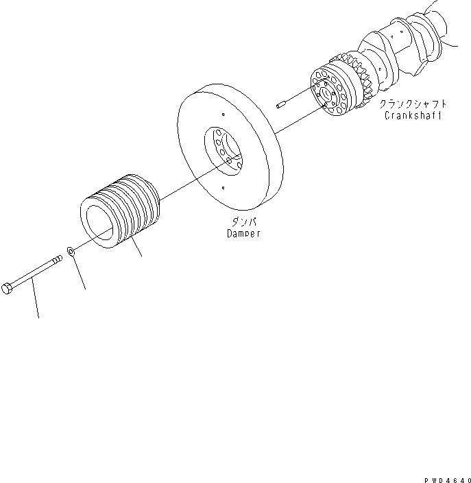 Схема запчастей Komatsu SA12V170-1D-E - ШКИВ КОЛЕНВАЛА(№97-) ДВИГАТЕЛЬ