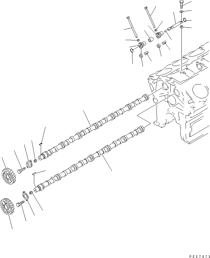 Схема запчастей Komatsu SA12V170-1D-E - РАСПРЕДВАЛ И ТОЛКАТЕЛЬ КЛАПАНА(№7-) ДВИГАТЕЛЬ