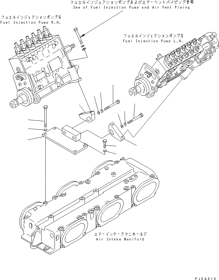 Схема запчастей Komatsu SA12V170-1D-E - КРЕПЛЕНИЕ ТОПЛ. НАСОСА(№97-) ДВИГАТЕЛЬ