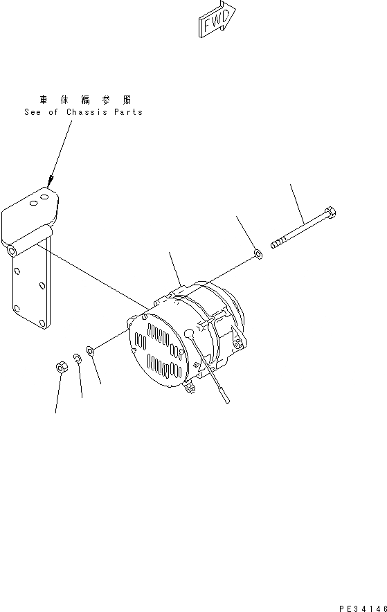 Схема запчастей Komatsu SA12V170-1D-E - ГЕНЕРАТОР (7A) (ШАССИ КРЕПЛЕНИЕ)(№-8) ДВИГАТЕЛЬ