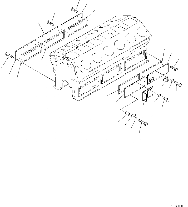 Схема запчастей Komatsu SA12V170E-2A - БЛОК ЦИЛИНДРОВ КРЫШКА(/) ДВИГАТЕЛЬ