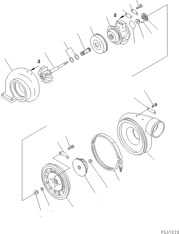 Схема запчастей Komatsu SA12V140-1C - ТУРБОНАГНЕТАТЕЛЬ (ВНУТР. ЧАСТИ)(№-) ГОЛОВКА ЦИЛИНДРОВ