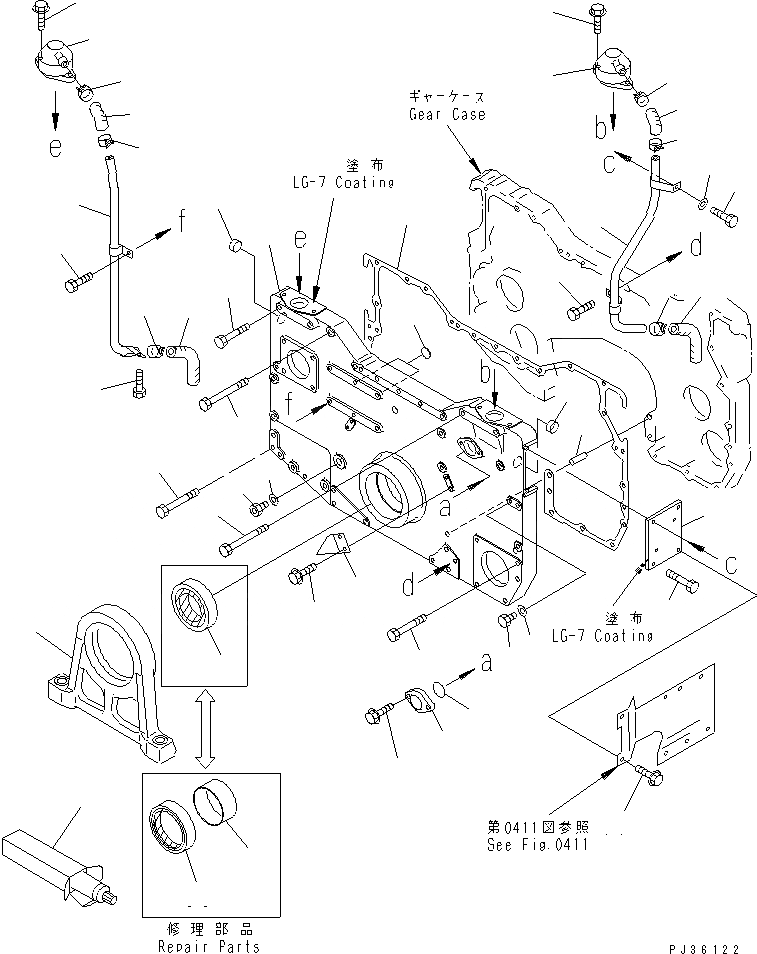 Схема запчастей Komatsu SA12V140-1C - ПЕРЕДН. КРЫШКА(ЭЛЕКТР. РЕГУЛЯТОР СПЕЦ-Я.)(№-7) БЛОК ЦИЛИНДРОВ