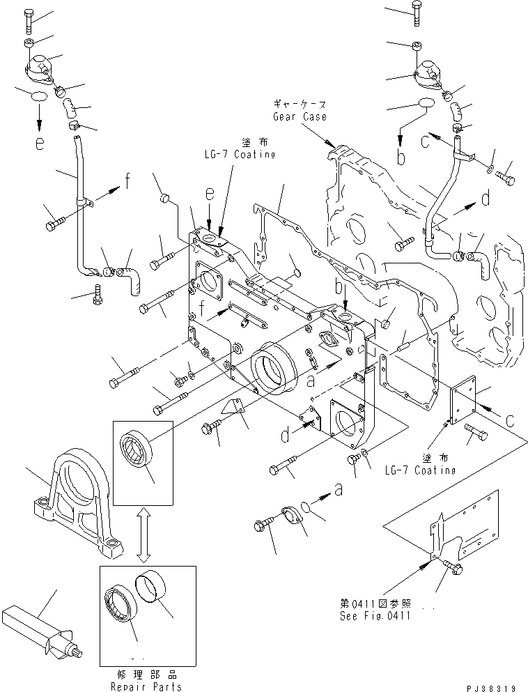 Схема запчастей Komatsu SA12V140-1C - ПЕРЕДН. КРЫШКА(ЭЛЕКТР. РЕГУЛЯТОР СПЕЦ-Я.)(№7-) БЛОК ЦИЛИНДРОВ